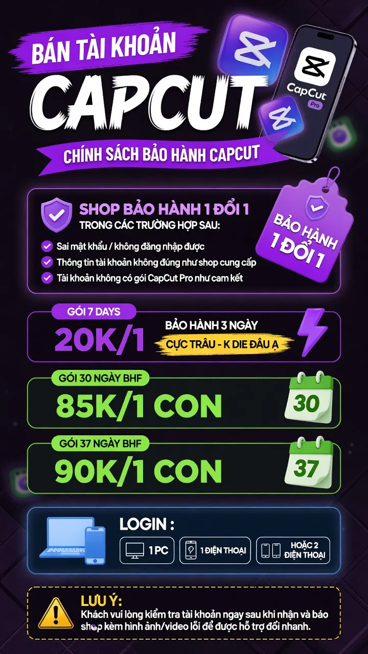 BÁN TÀI KHOẢN CAPCUT GIÁ RẺ