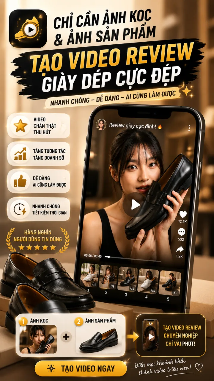 Auto App làm video KOC review giày dép chuyên nghiệp