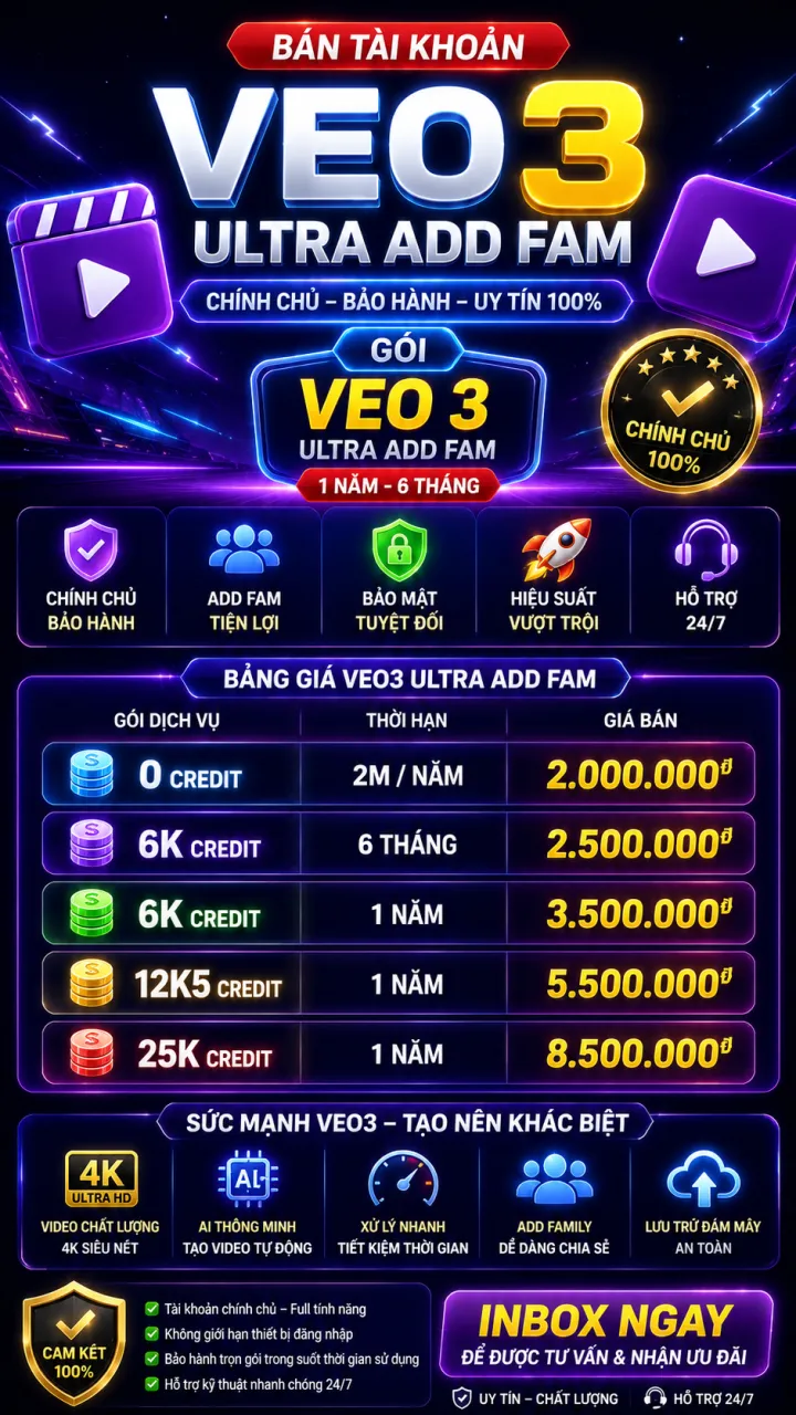 BÁN TÀI KHOẢN VEO3,GROK,CHATGPT.