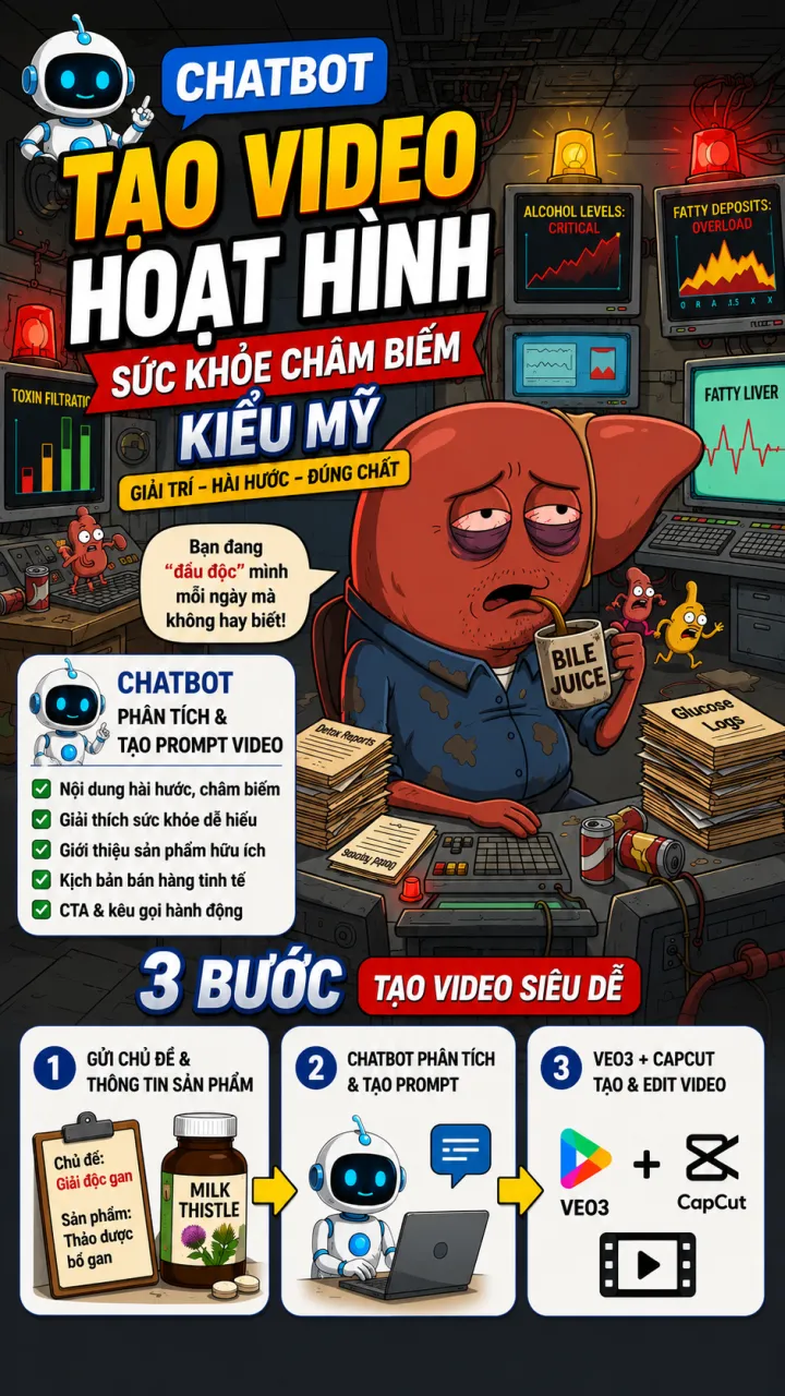 Chatbot video hoạt hình sức khỏe châm biếm