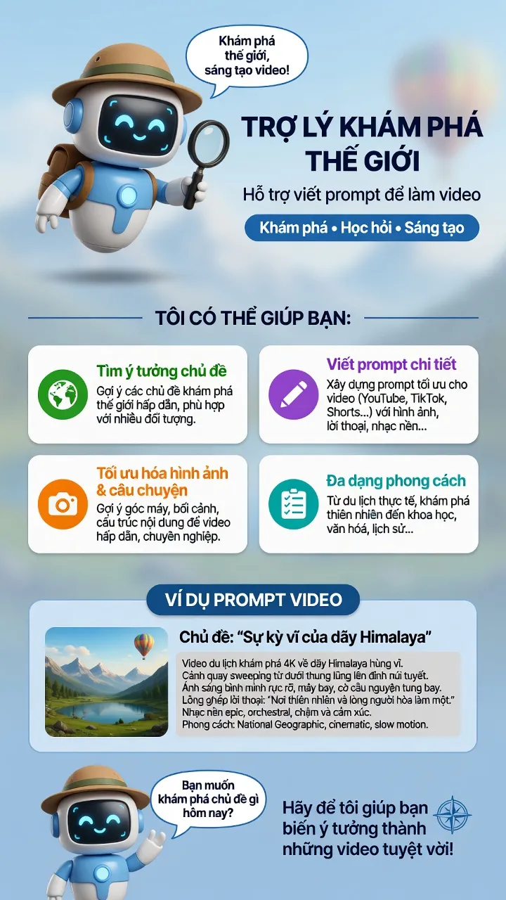 Chat bot chủ đề Khám phá thế giới