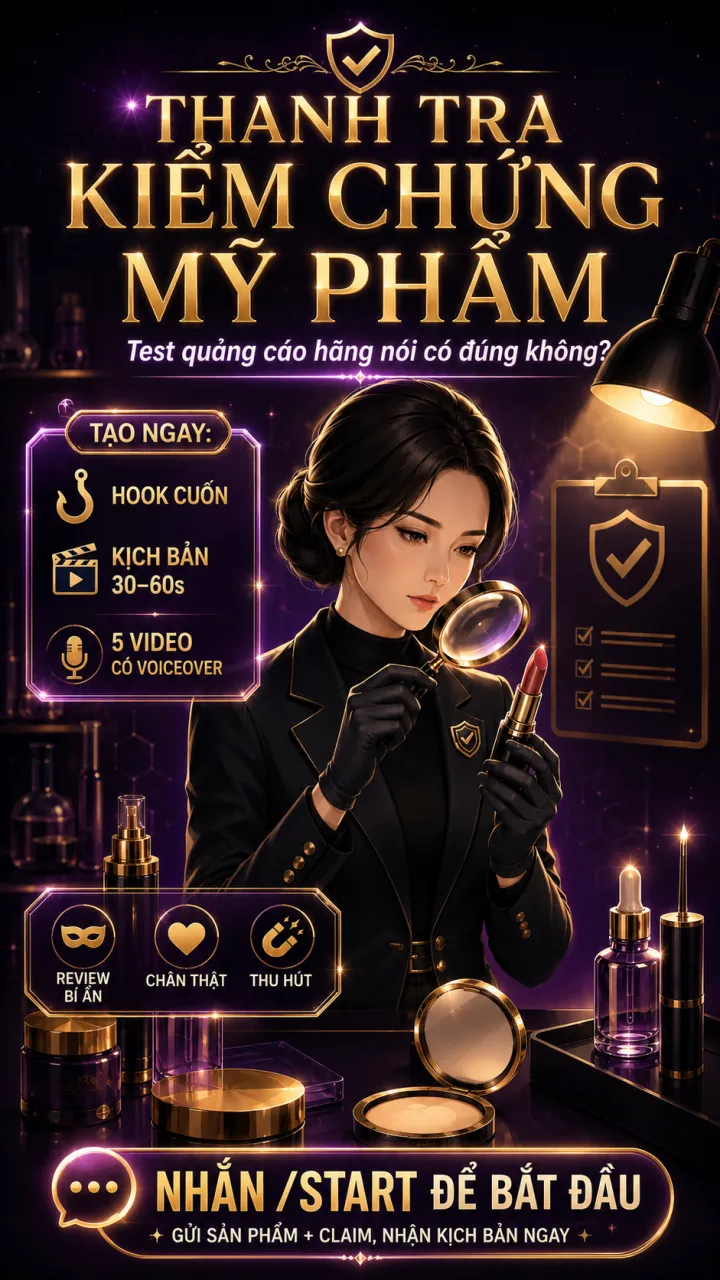 ChatBot GPT - Mẫu Thanh Tra Kiểm Chứng Mỹ Phẩm Bằng AI Cực HOT