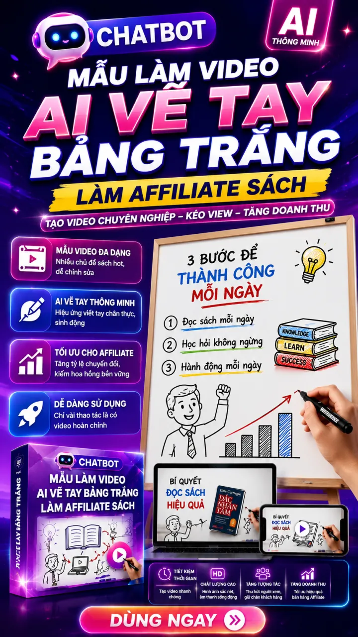 Chatbot AI Biến Nội Dung Sách Thành Video Vẽ Tay Bảng Trắng Cực Cuốn
