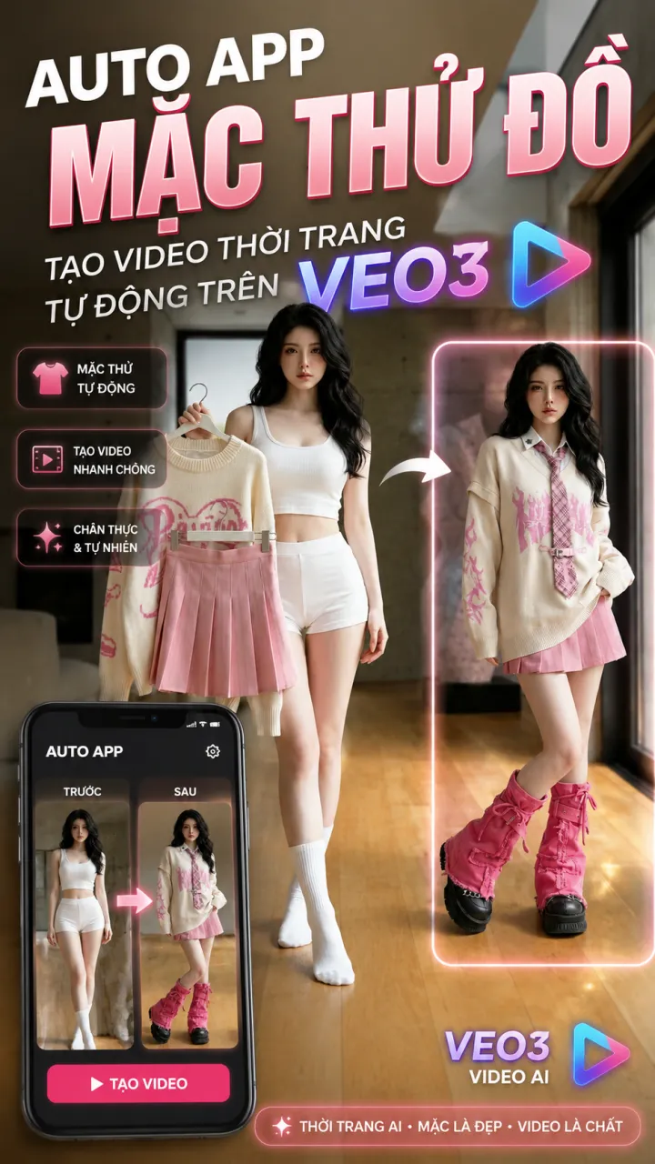 AUTO APP tạo video thời thay đồ tự động trên Veo 3
