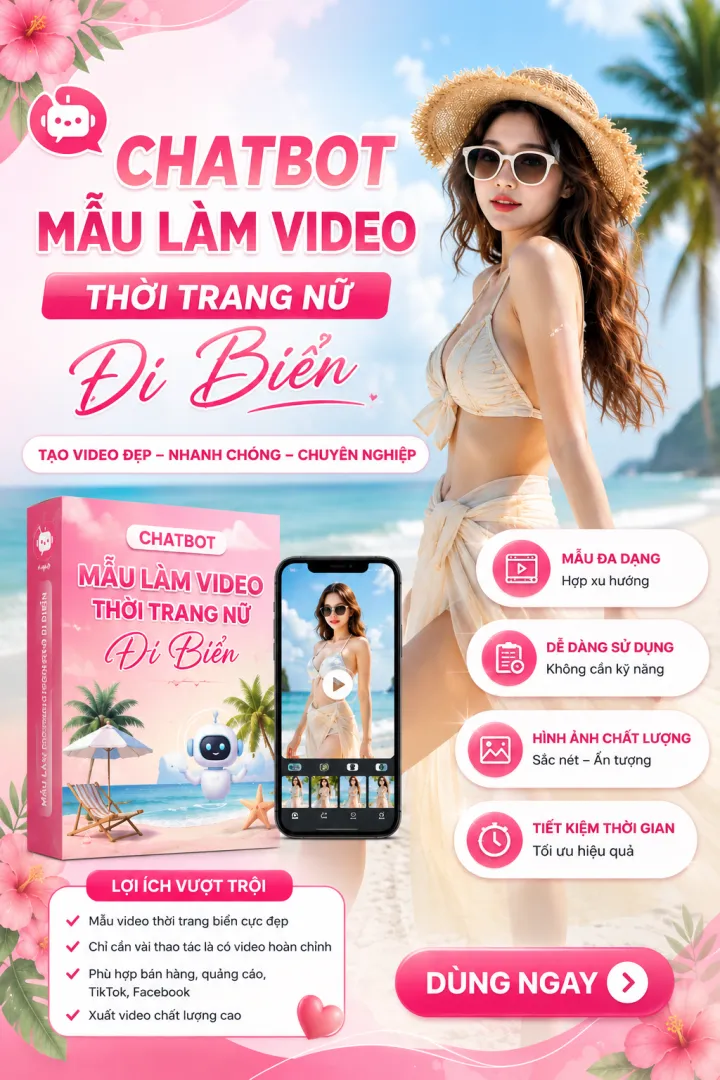 Chatbot Tạo Video Đi Biển Hot Trend Dành Cho Shop Thời Trang