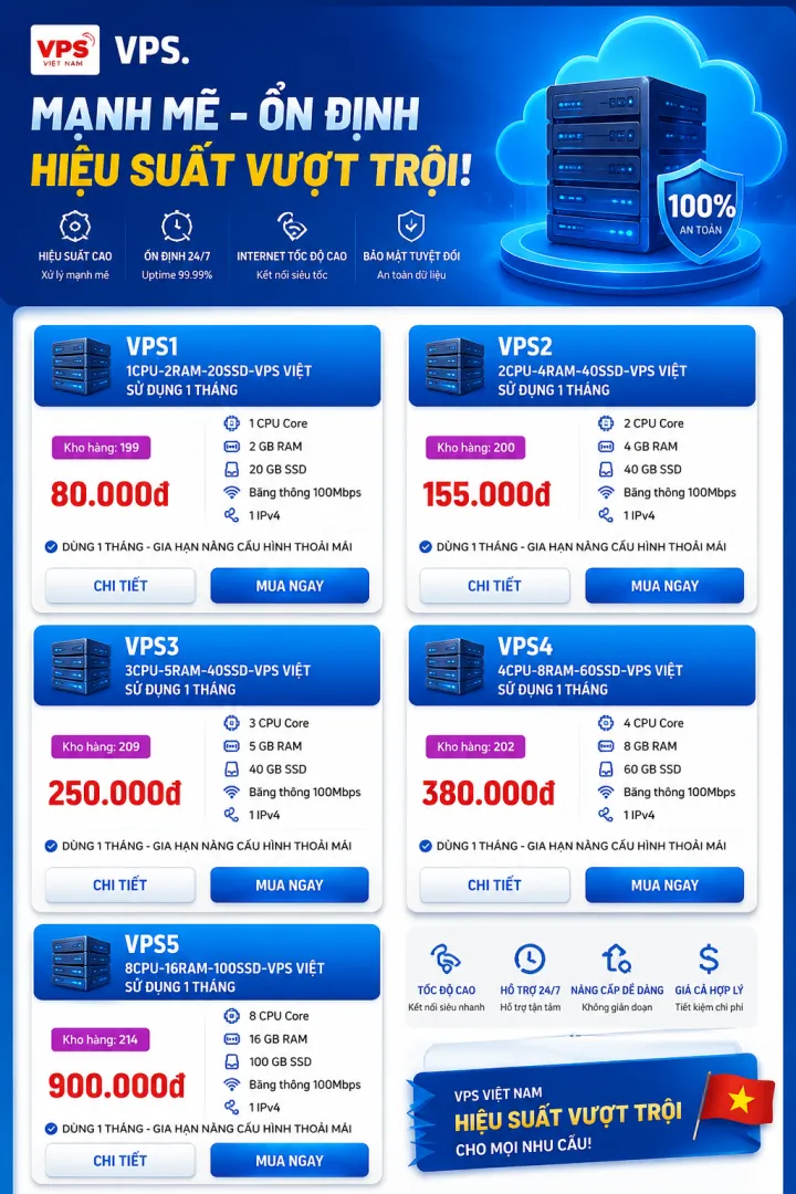 Bên mình bán vps việt hàng công ty giá cả hợp lý